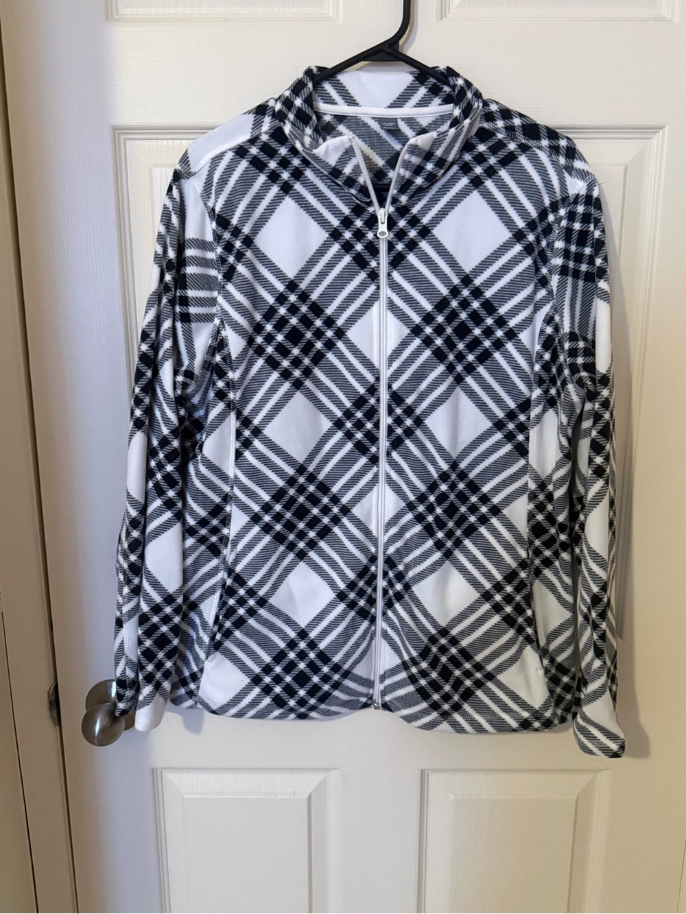 Joe Fresh Gray and White Plaid Fleece zip up